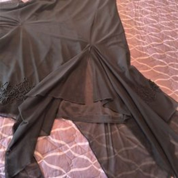 Black Flutter Sleeve Beaded Midi Length Dress - Picture 8 of 10